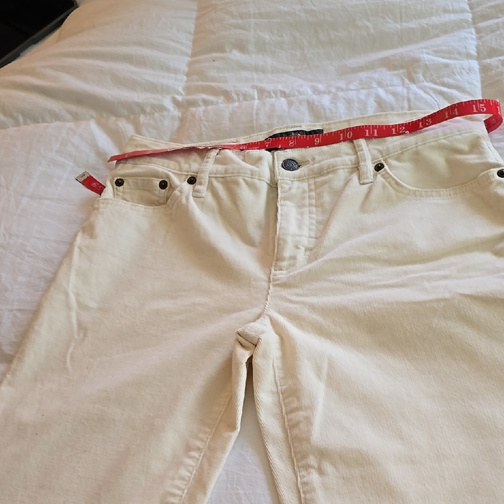 Ralph Lauren Cream Straight Leg Corduroy Jeans Size 4 NWOT